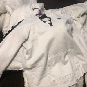 Pink brand white sweatshirt